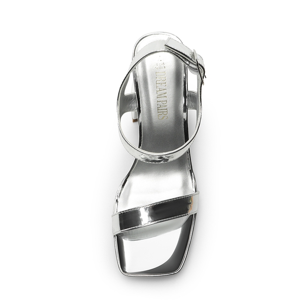 Platform Strap Chunky High Heel Sandals - SILVER-PAT - 4