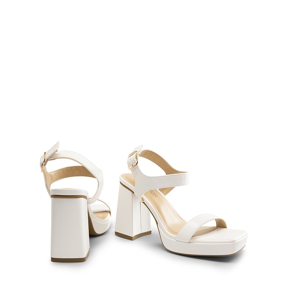 Platform Strap Chunky High Heel Sandals - WHITE-PU - 5