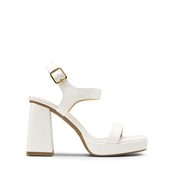 Platform Strap Chunky High Heel Sandals - WHITE-PU - 3