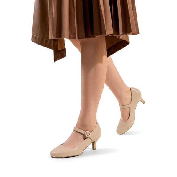 Low Kitten Heel Mary Jane Pumps - NUDE - 1
