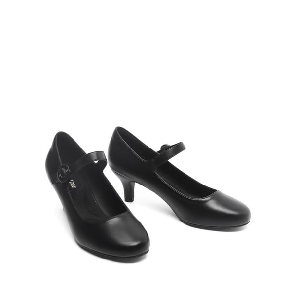 Low Kitten Heel Mary Jane Pumps - BLACK - 4