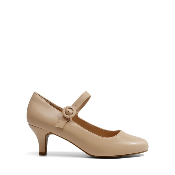 Low Kitten Heel Mary Jane Pumps - NUDE - 3