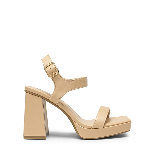 Platform Strap Chunky High Heel Sandals - NUDE-PU - 3