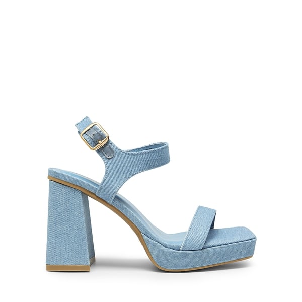 Platform Strap Chunky High Heel Sandals - DENIM BLUE - 3