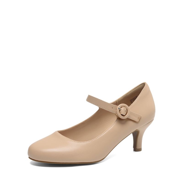 Low Kitten Heel Mary Jane Pumps - NUDE -  0