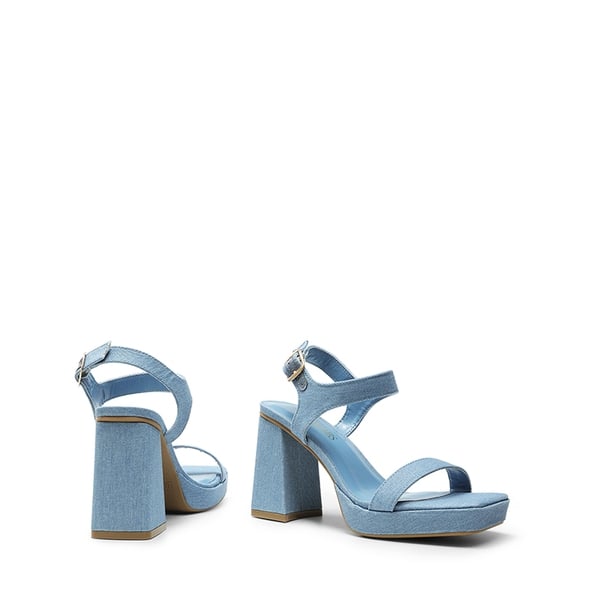 Platform Strap Chunky High Heel Sandals - DENIM BLUE - 5