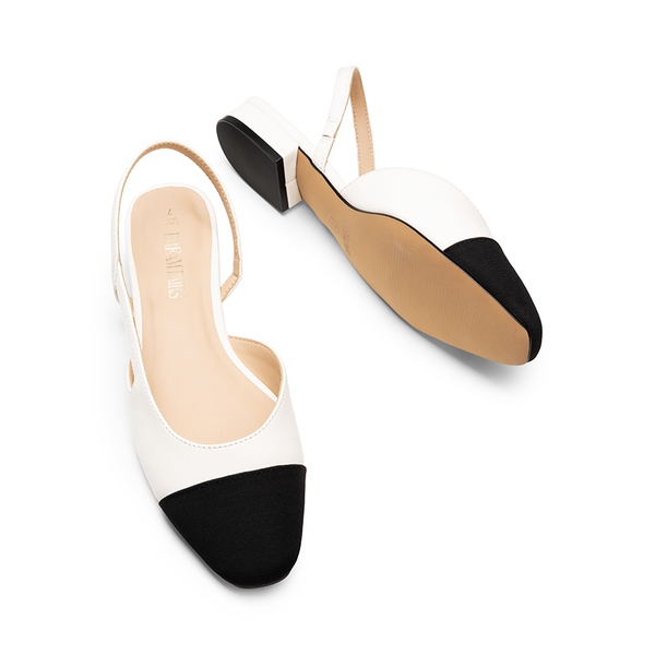 Slingback Cap Toe Flats - WHITE - 6