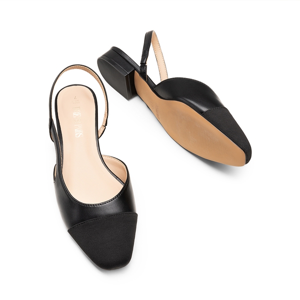 Slingback Cap Toe Flats - BLACK - 6