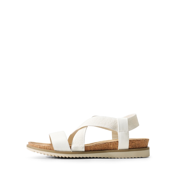 Cushioned Footbed Elastic Strap Sandals - WHITE-PU - 4