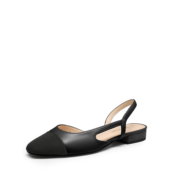 Slingback Cap Toe Flats - BLACK -  0