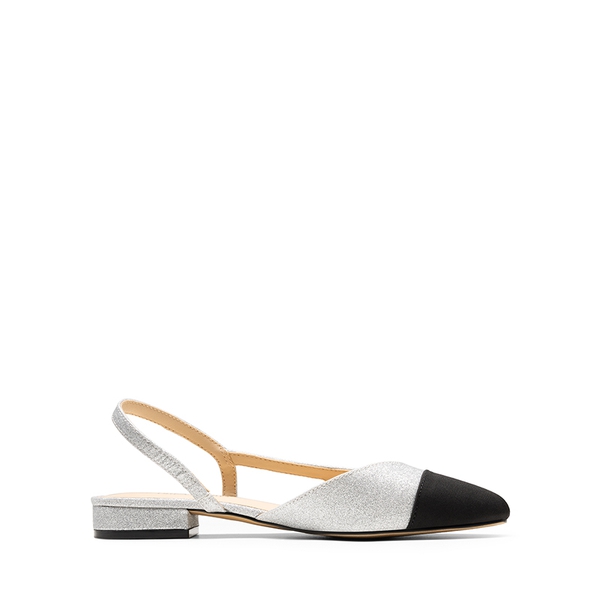 Slingback Cap Toe Flats - SILVER-GLITTER - 3