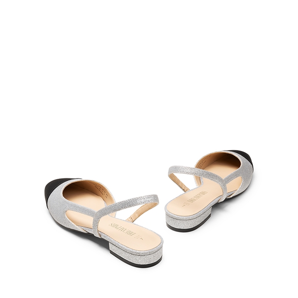 Slingback Cap Toe Flats - SILVER-GLITTER - 5