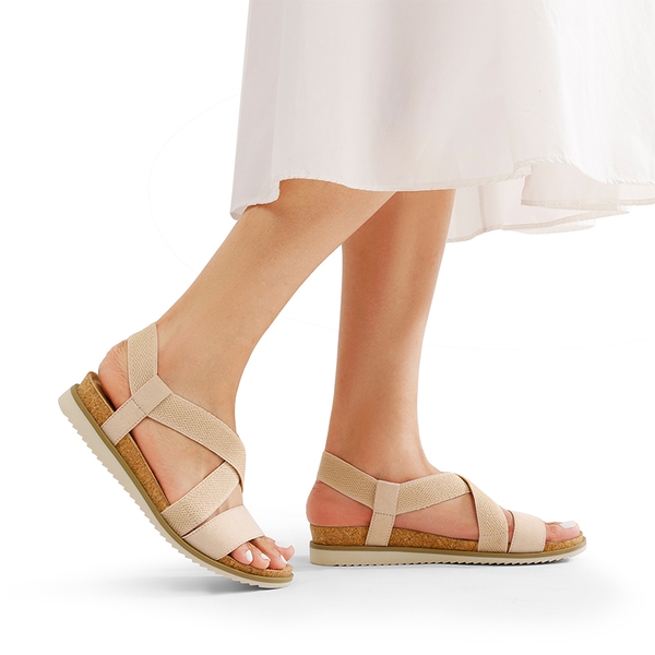Cushioned Footbed Elastic Strap Sandals - NUDE-SUEDE - 2