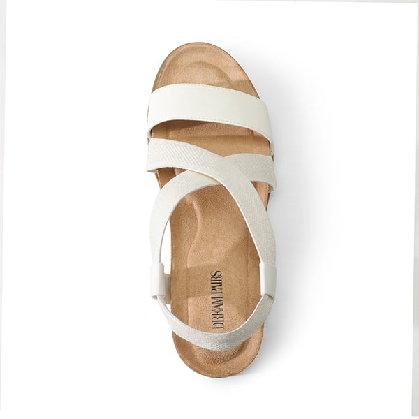Cushioned Footbed Elastic Strap Sandals - WHITE-PU - 5