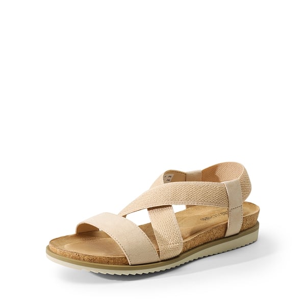 Cushioned Footbed Elastic Strap Sandals - NUDE-SUEDE -  0
