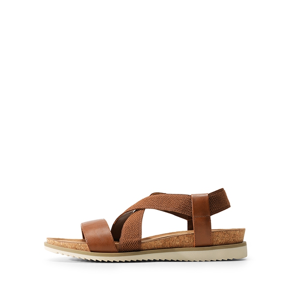 Cushioned Footbed Elastic Strap Sandals - BROWN-PU - 4