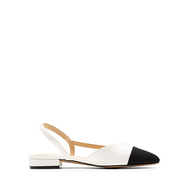 Slingback Cap Toe Flats - WHITE - 3