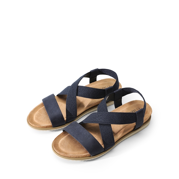 Cushioned Footbed Elastic Strap Sandals - BLUE-SUEDE - 7