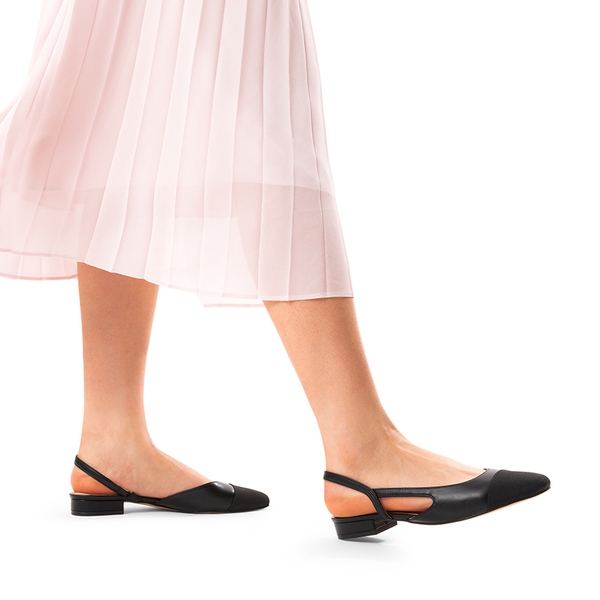 Slingback Cap Toe Flats - BLACK - 2
