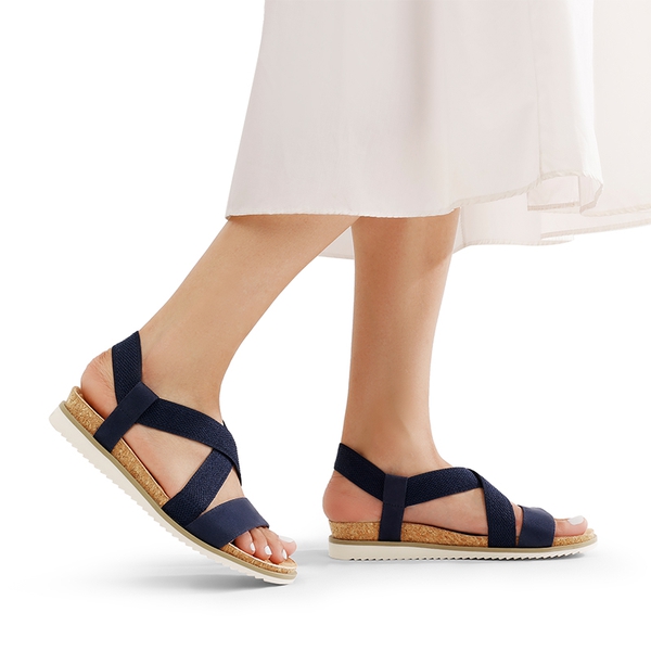 Cushioned Footbed Elastic Strap Sandals - BLUE-SUEDE - 2