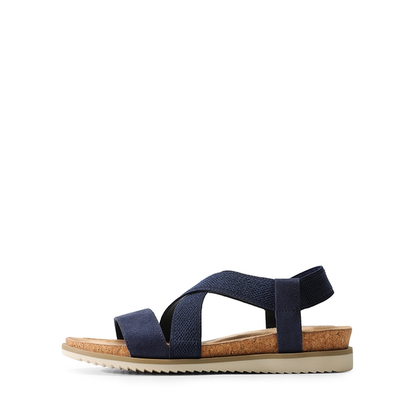 Cushioned Footbed Elastic Strap Sandals - BLUE-SUEDE - 4