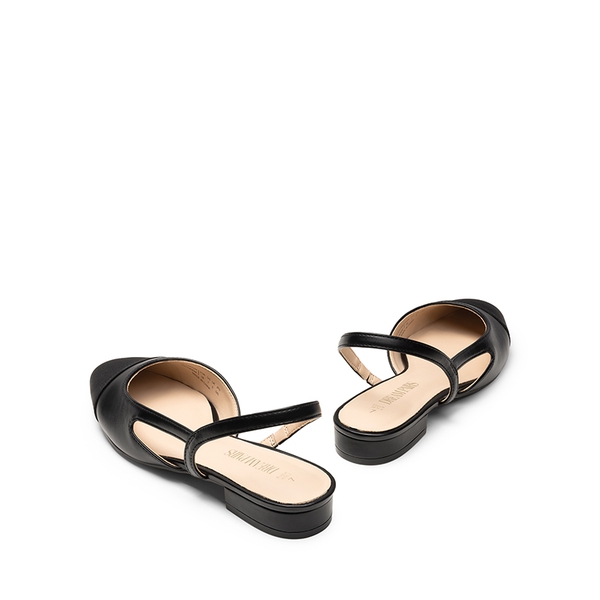 Slingback Cap Toe Flats - BLACK - 5