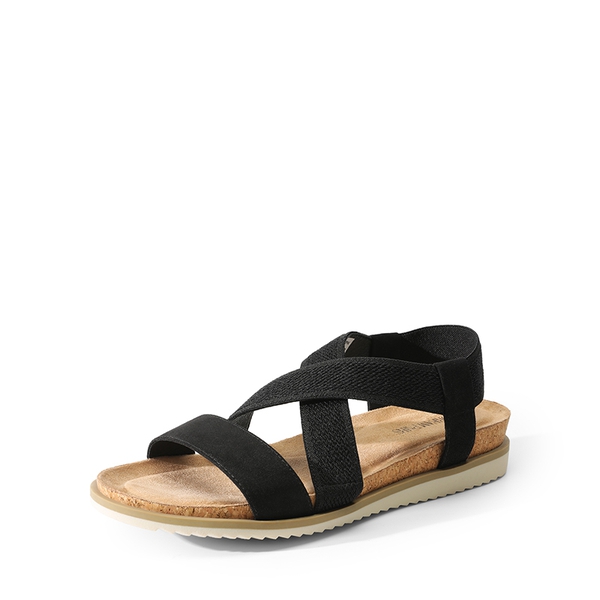 Cushioned Footbed Elastic Strap Sandals - BLACK-SUEDE -  0