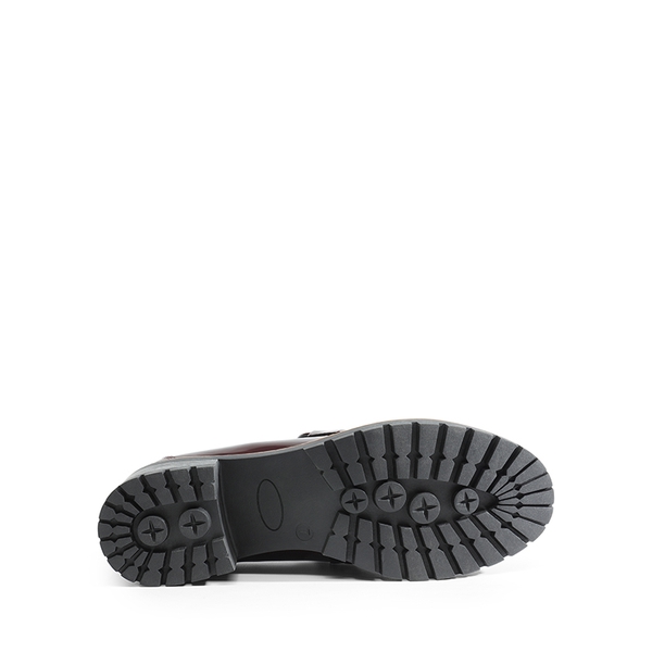 Lug Sole Slip-On Chunky Loafers - BURGUNDY-PAT - 5