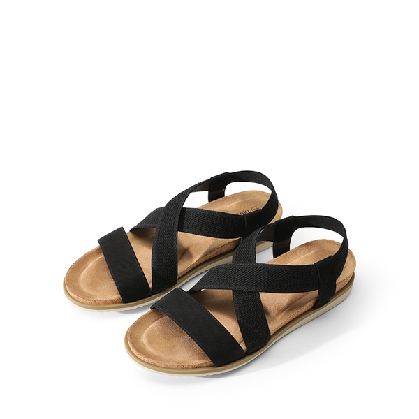 Cushioned Footbed Elastic Strap Sandals - BLACK-SUEDE - 7