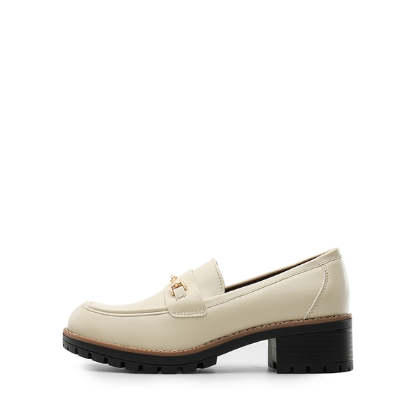 Lug Sole Slip-On Chunky Loafers - BEIGE-PU - 3