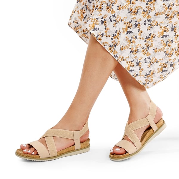 Cushioned Footbed Elastic Strap Sandals - NUDE-SUEDE - 1
