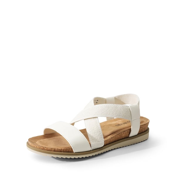 Cushioned Footbed Elastic Strap Sandals - WHITE-PU -  0
