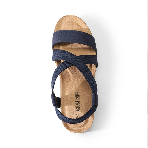 Cushioned Footbed Elastic Strap Sandals - BLUE-SUEDE - 5