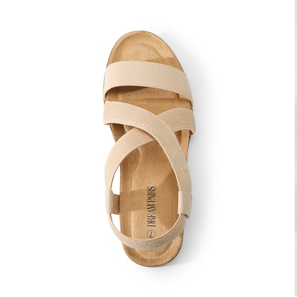 Cushioned Footbed Elastic Strap Sandals - NUDE-SUEDE - 5