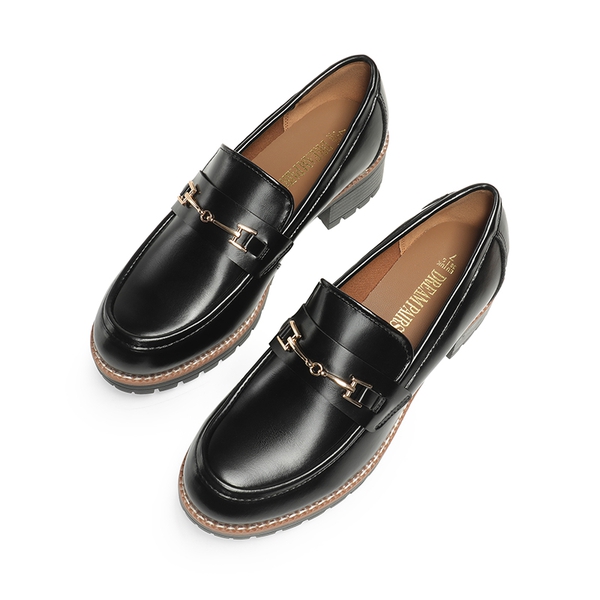 Lug Sole Slip-On Chunky Loafers - BLACK-PU - 6