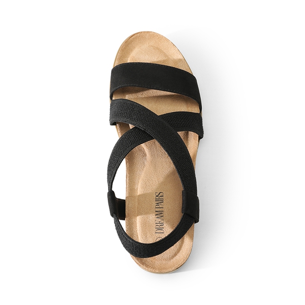 Cushioned Footbed Elastic Strap Sandals - BLACK-SUEDE - 5