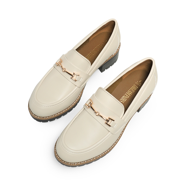 Lug Sole Slip-On Chunky Loafers - BEIGE-PU - 6