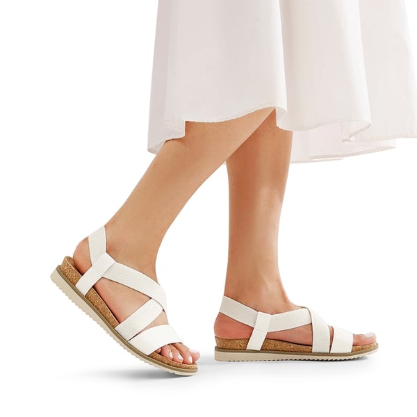 Cushioned Footbed Elastic Strap Sandals - WHITE-PU - 2