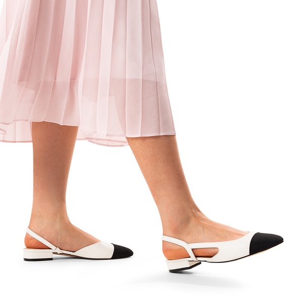 Slingback Cap Toe Flats - WHITE - 1
