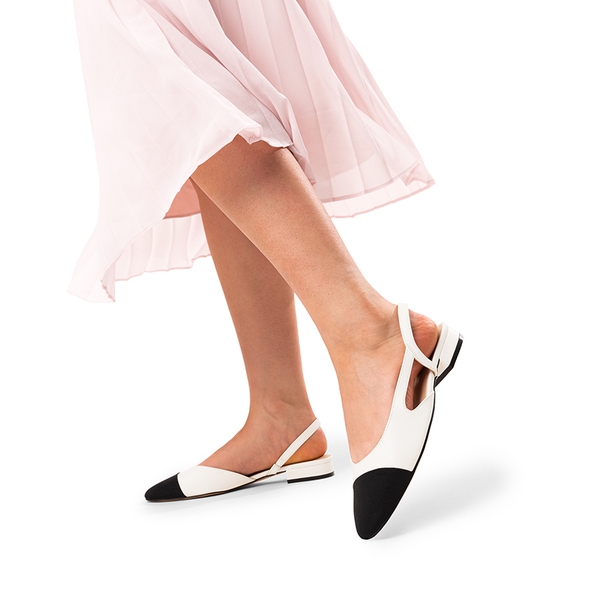 Slingback Cap Toe Flats - WHITE - 2