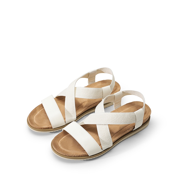Cushioned Footbed Elastic Strap Sandals - WHITE-PU - 7