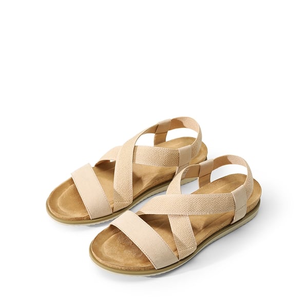 Cushioned Footbed Elastic Strap Sandals - NUDE-SUEDE - 7