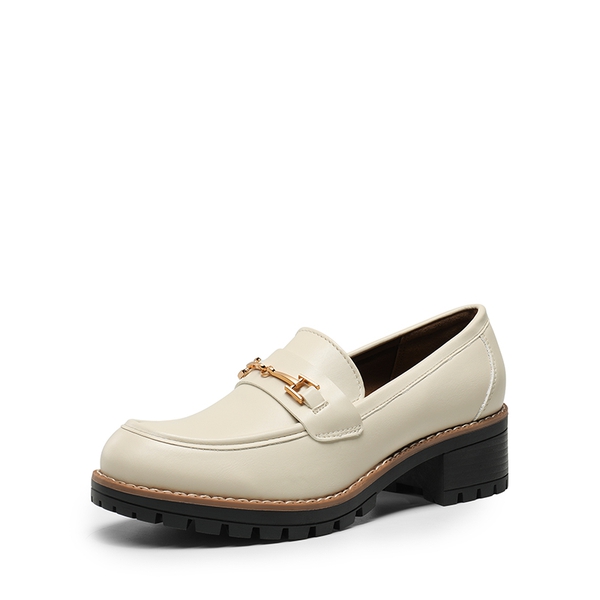 Lug Sole Slip-On Chunky Loafers - BEIGE-PU -  0