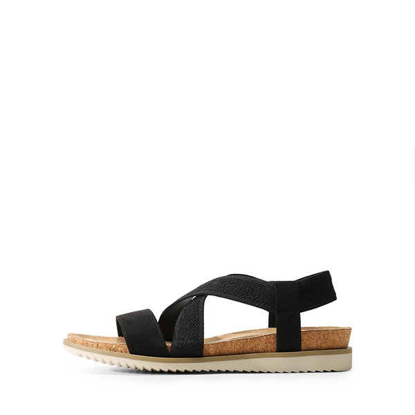 Cushioned Footbed Elastic Strap Sandals - BLACK-SUEDE - 4