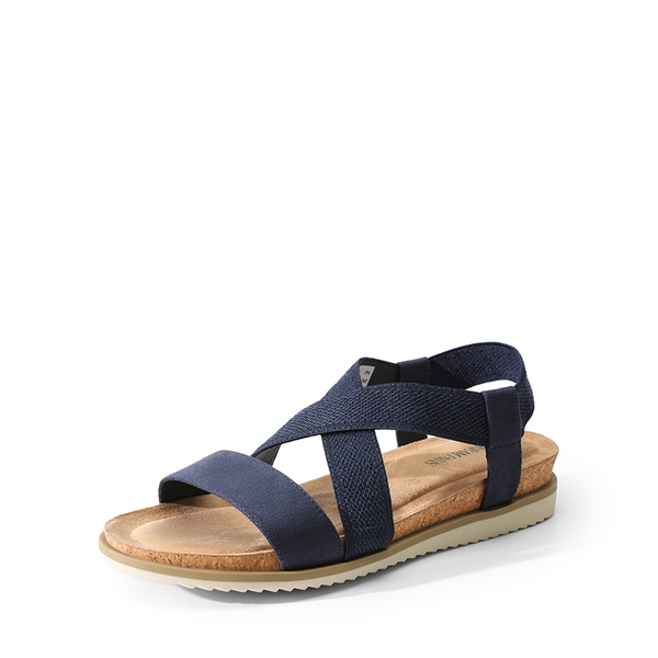 Cushioned Footbed Elastic Strap Sandals - BLUE-SUEDE -  0