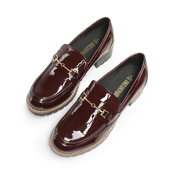 Lug Sole Slip-On Chunky Loafers - BURGUNDY-PAT - 6