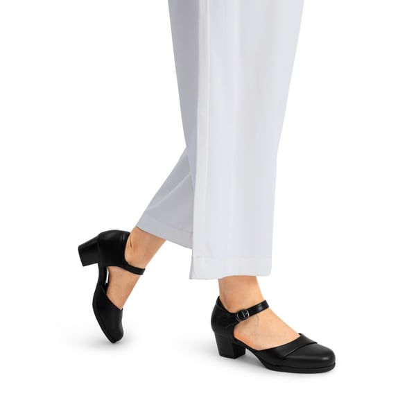 Comfortable Strap Low Block Heel Pumps - NAVY - 7