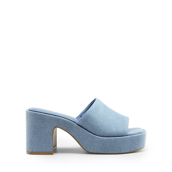 Slip On Chunky Platform Slide Sandals - DENIM BLUE - 1