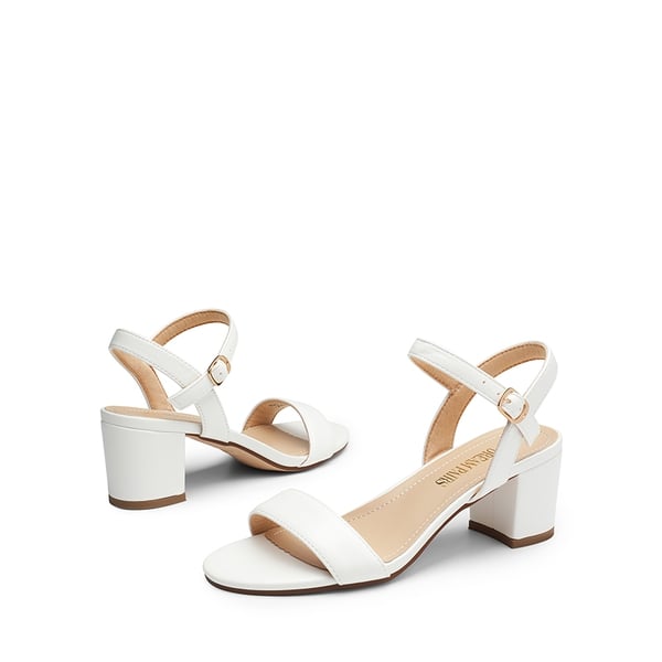 One Strap Open-Toe Chunky Sandals - WHITE-PU - 4