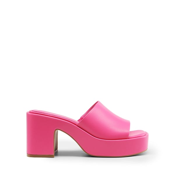 Slip On Chunky Platform Slide Sandals - HOT PINK-PU - 1